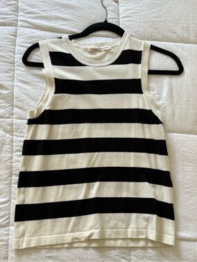 ESQUALO Black and White Striped Knit Tank